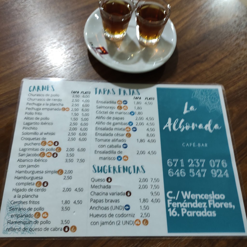 Cafe Bar la Alborada — Carta