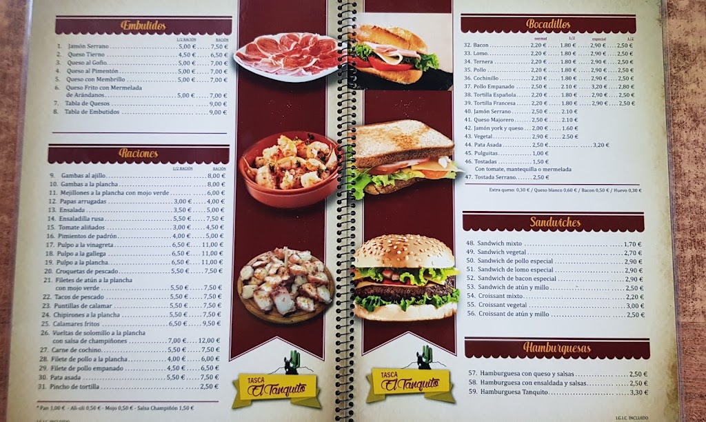 Tasca El Tanquito — Carta