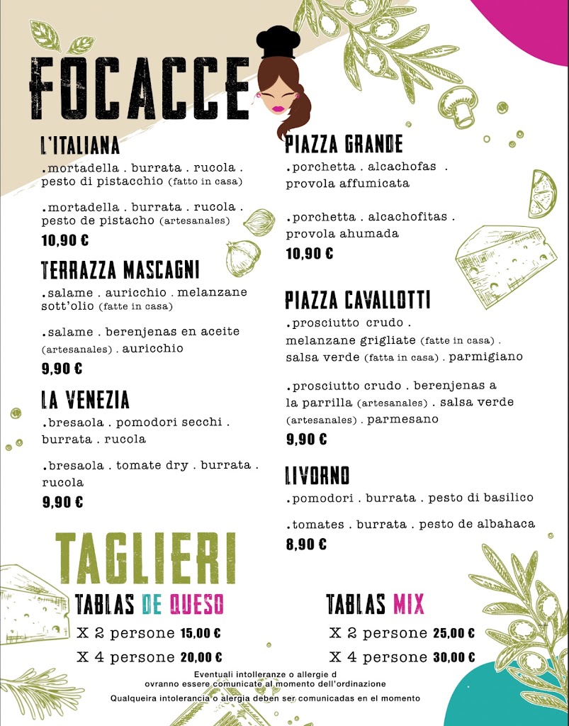 L'italiana Focacceria — Carta