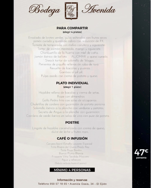 Bodega Avenida — Carta
