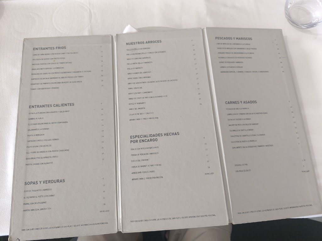 Restaurante La Ferradura — Carta