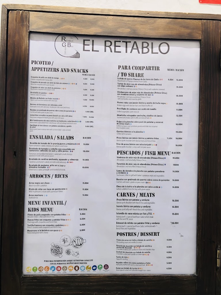 Gastrobar El Retablo — Carta