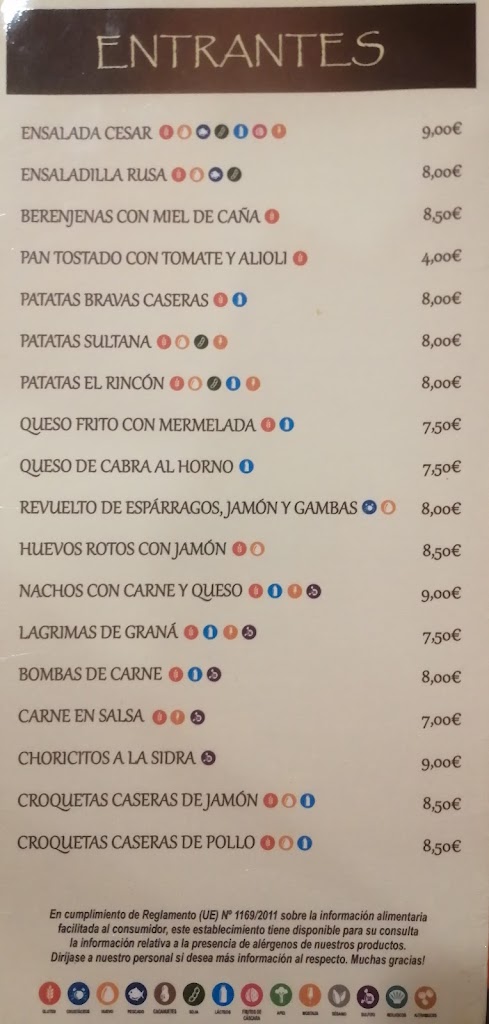 El Rincon de Grana — Carta
