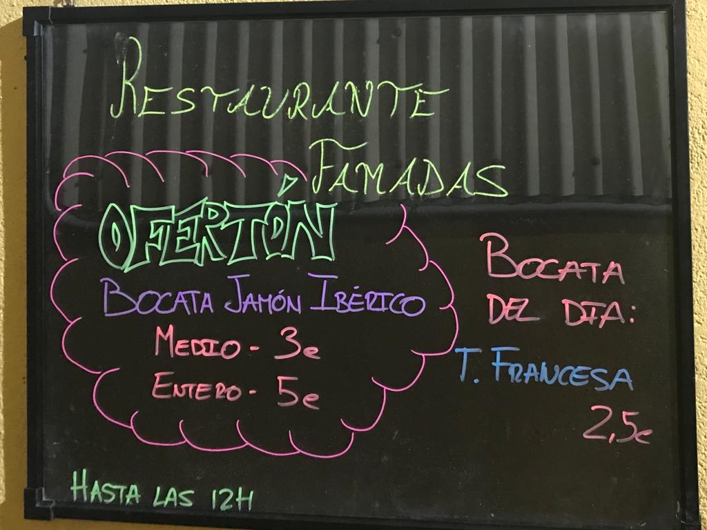 Famades Bar-Restaurant — Carta