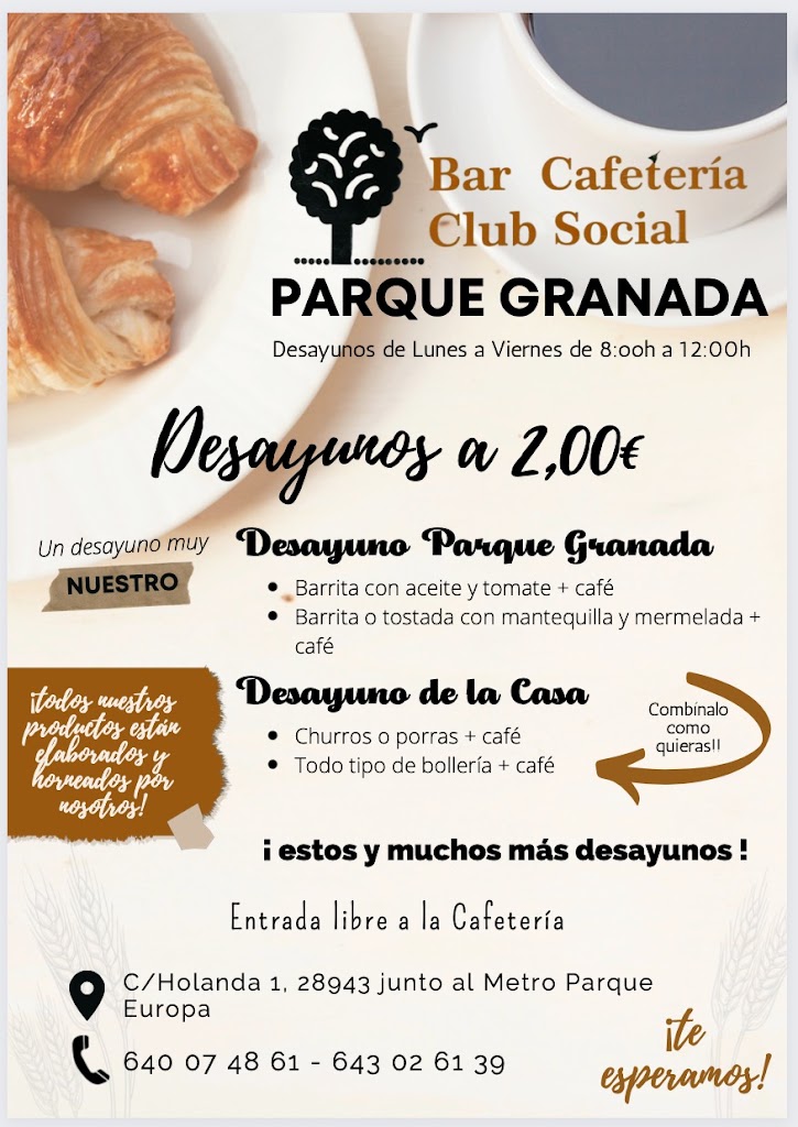 Cafeteria Club Social Parque Granada — Carta