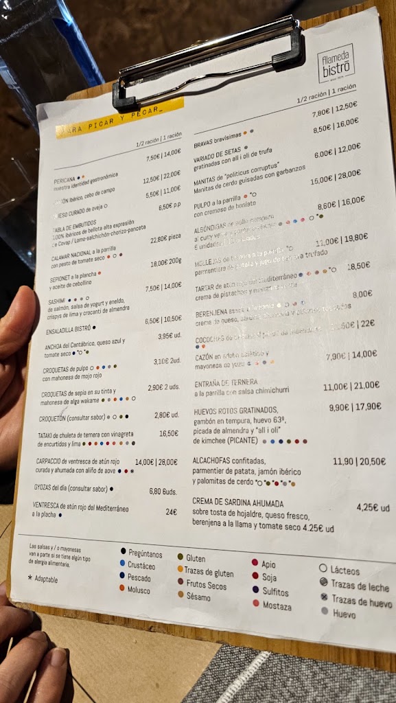 Alameda Bistro — Carta