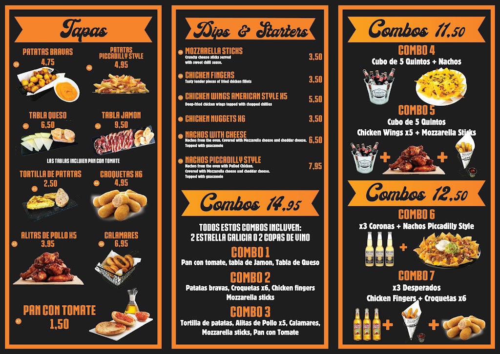 Piccadilly Sports Bar — Carta