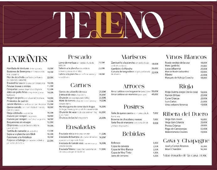 Restaurante Teleno Majadahonda — Carta