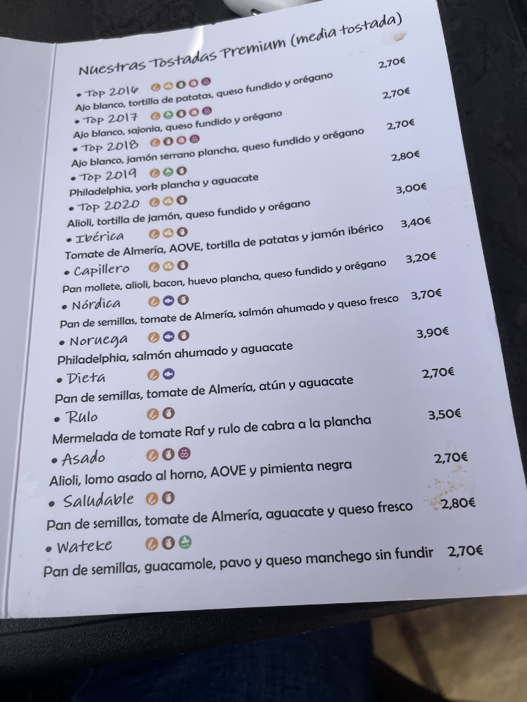 Restaurante Capillero — Carta