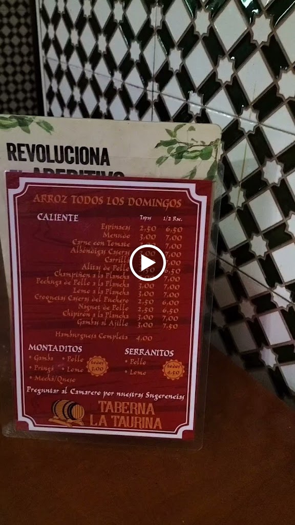 Taberna "La Taurina" — Carta