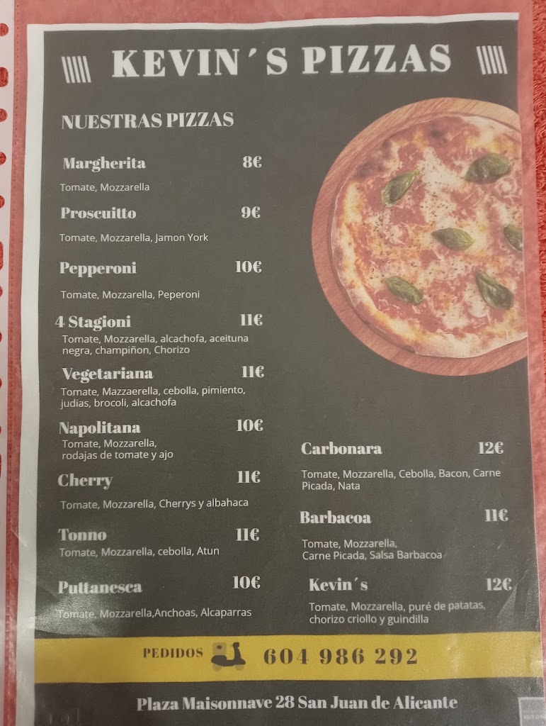 Kevin's Bar/Pizzeria — Carta