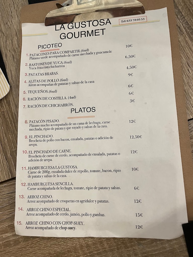 La Gustosa Gourmet — Carta