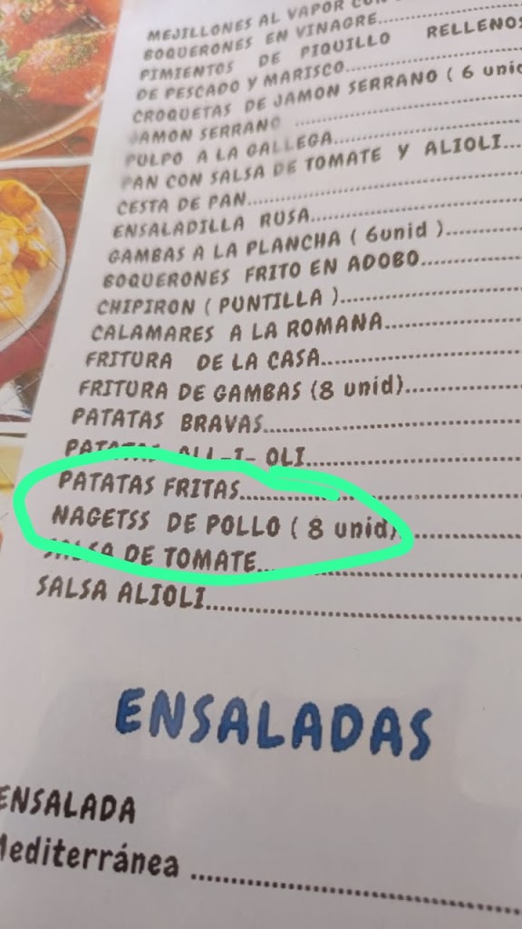 Restaurante Chus — Carta