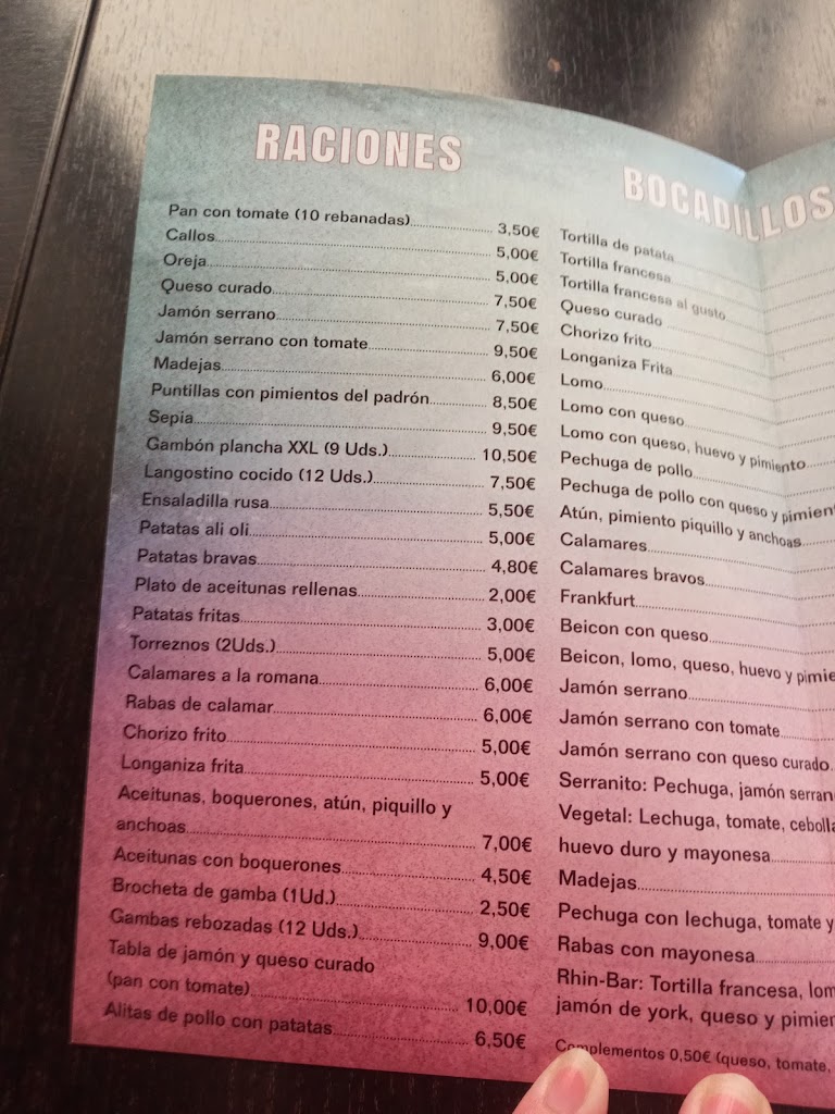 Rhin-Bar — Carta