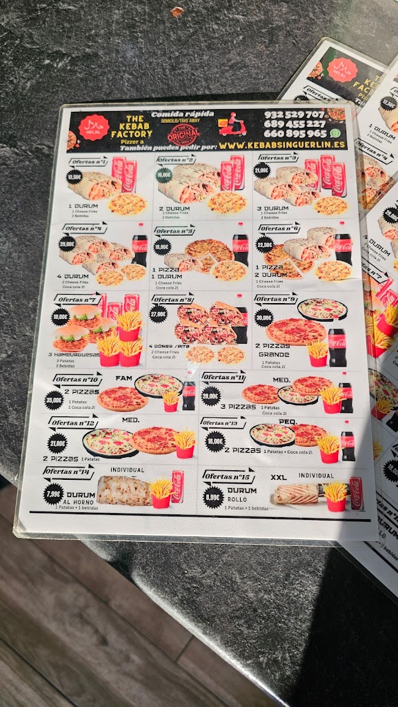 Pizzeria Kebab Factory — Carta