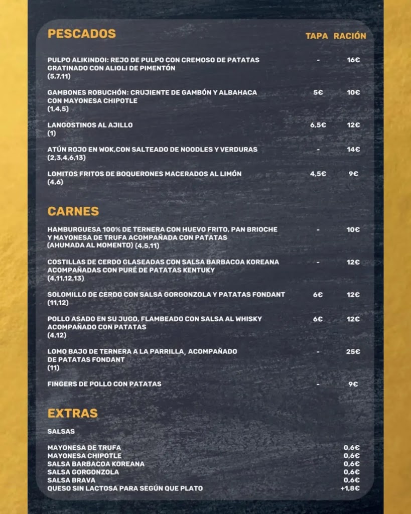 Alikindoi bar restaurante — Carta