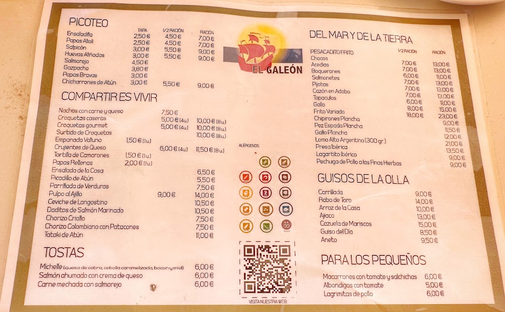 Bar El Galeon — Carta
