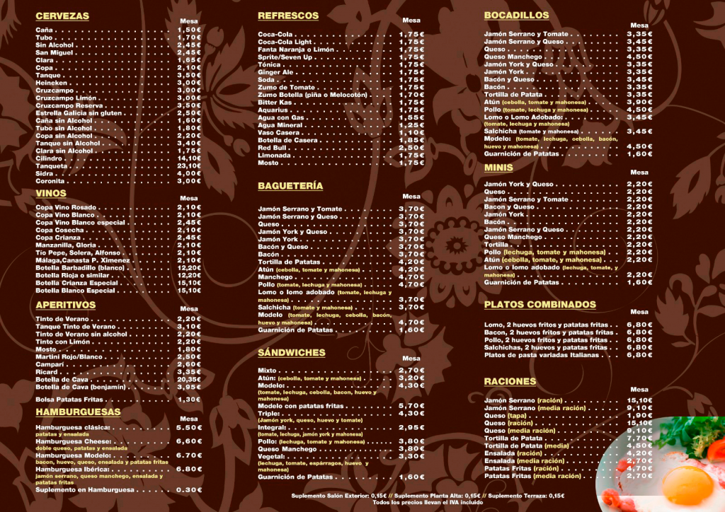 Cafe Modelo — Carta
