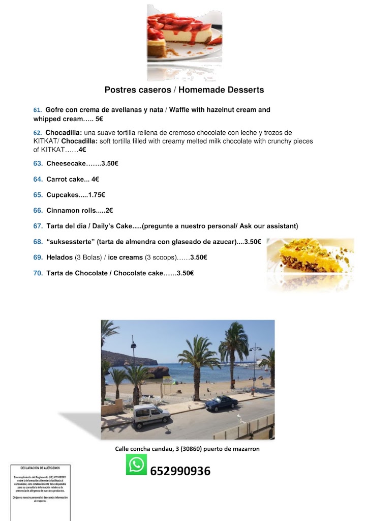 Kims Restaurante — Carta