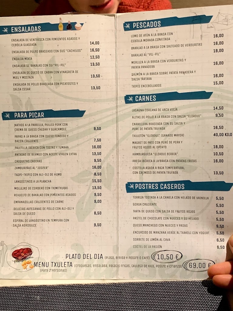 Restaurante Elordui Berria - Erandio — Carta