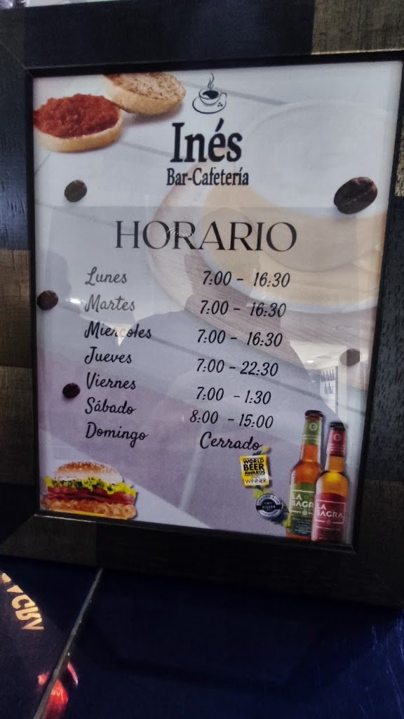 Ines Bar Cafeteria — Carta