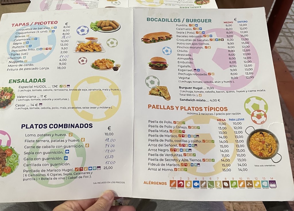 HUGOL Faro MENJAR & AMICS. — Carta