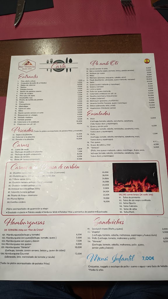 Bar Venecia — Carta