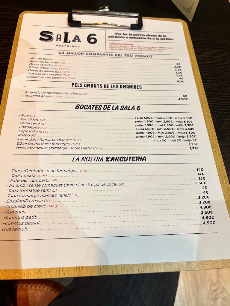 Sala 6 Resto-Bar — Carta