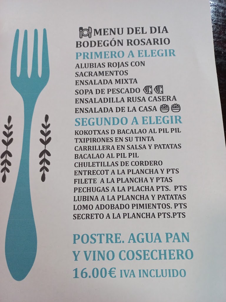 Restaurante Rosario Bodegon — Carta
