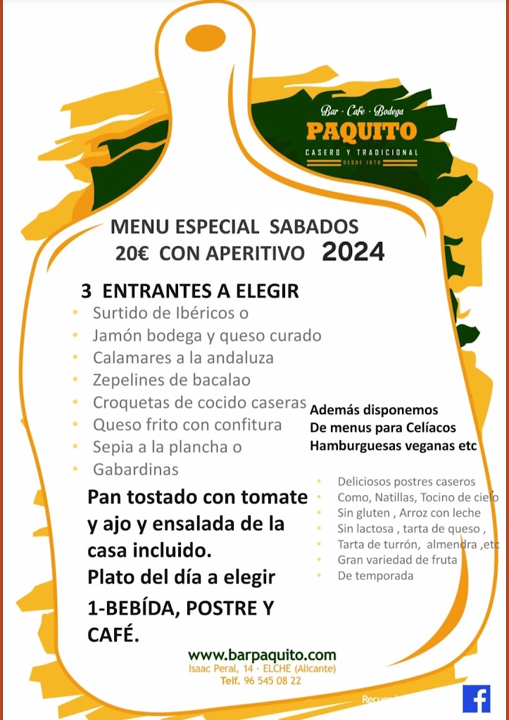 Bar Bodega Paquito C.B. — Carta
