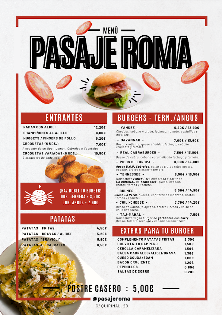 Bar Pasaje Roma — Carta