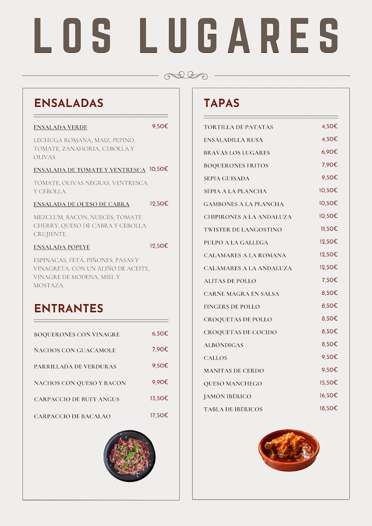 Los Lugares — Carta