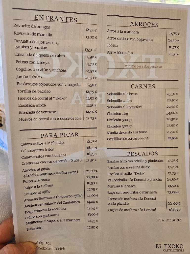 El Txoko — Carta