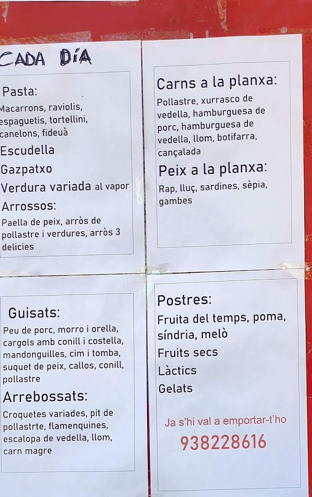 Restaurante Il Pomodoro — Carta