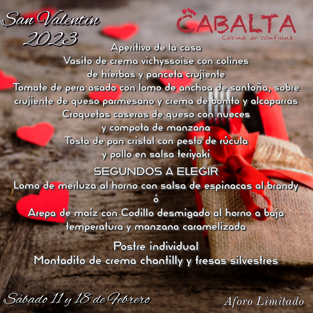 Restaurante Cabalta — Carta