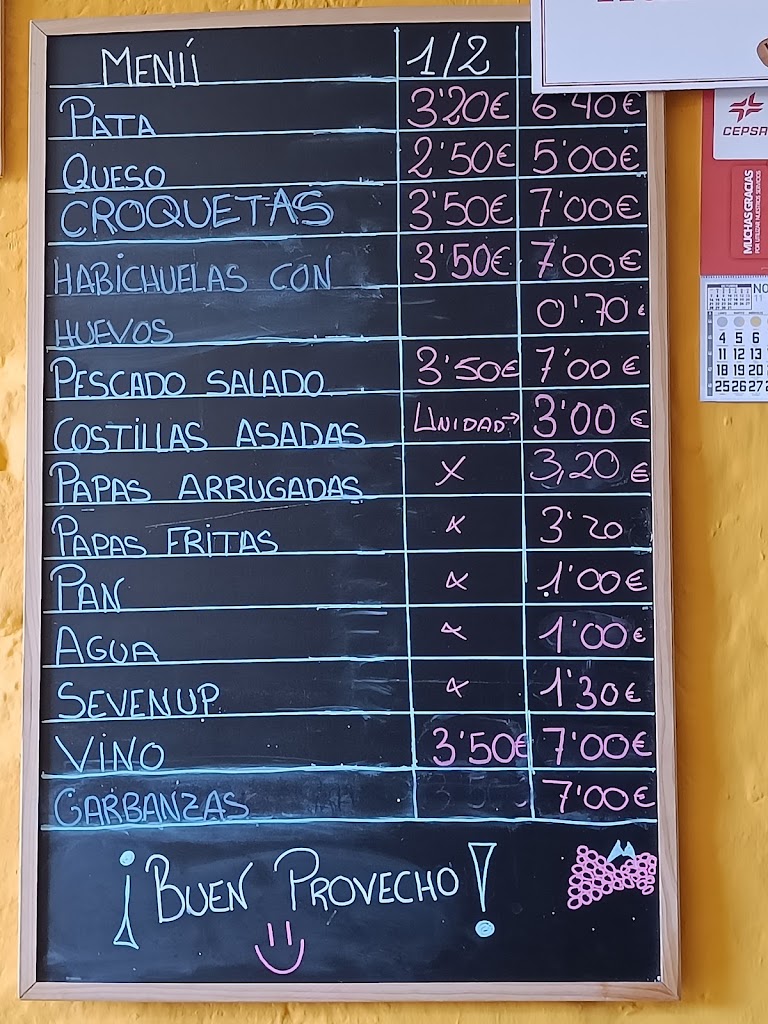 Guachinche el Timplillo — Carta