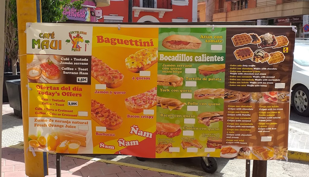 Cafeteria Cocteleria Maui — Carta