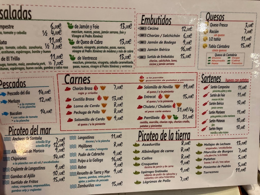 Restaurante El Trillo — Carta