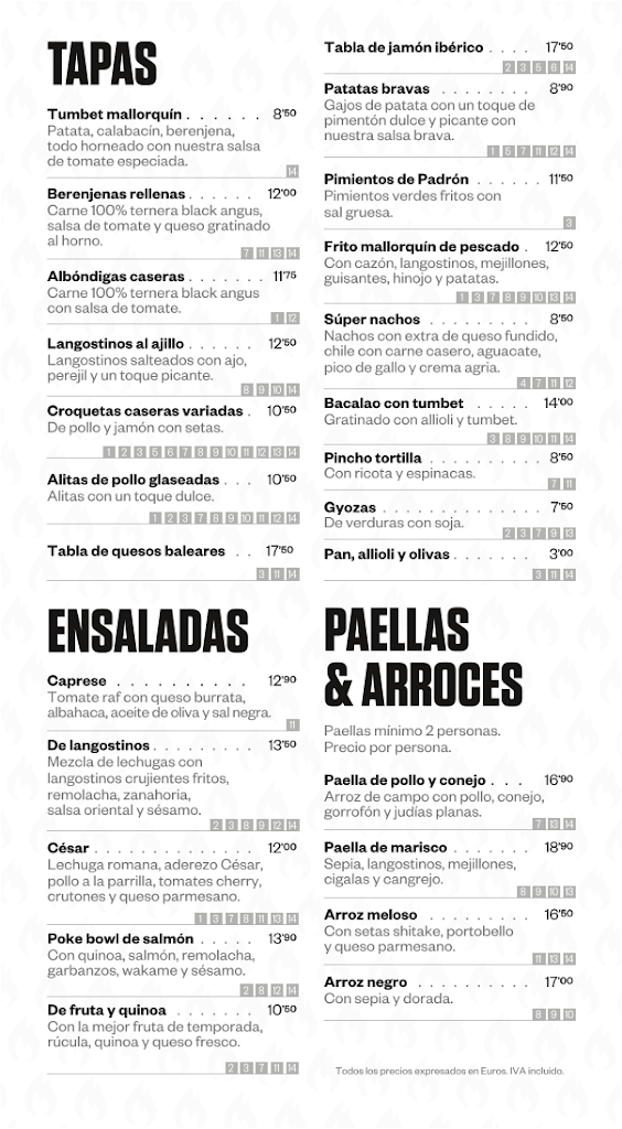 Al Punt - Restaurant Palma — Carta