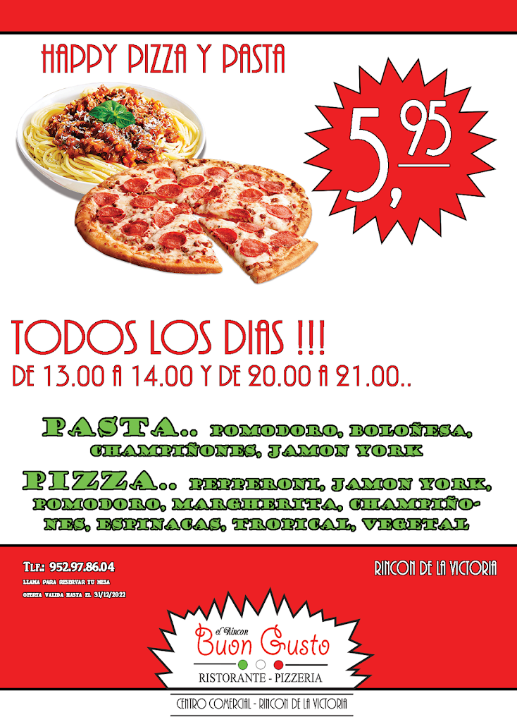 Restaurante y Pizzeria El Rincon del Buon Gusto — Carta