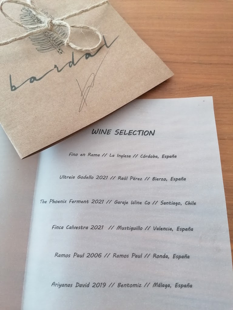 Bardal | Benito Gomez | Restaurante en Ronda — Carta