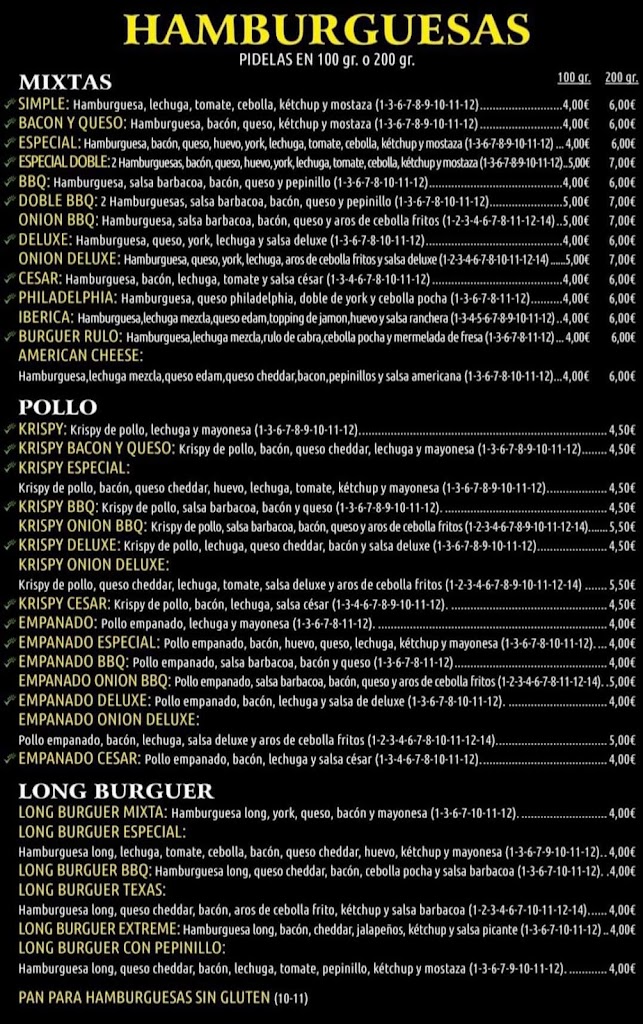 Pizzeria Yellow Pizzas — Carta