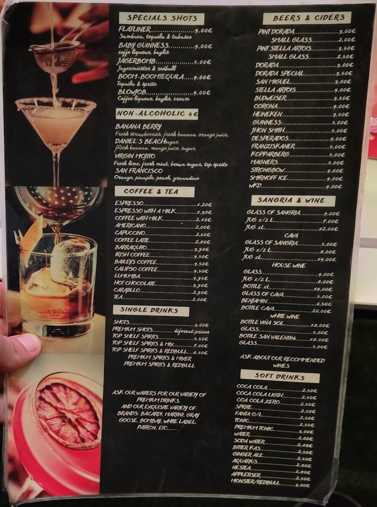 Daniel's Lounge Bar — Carta