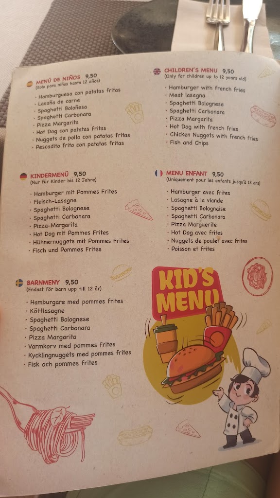 Sombrero - Restaurante Espanol — Carta