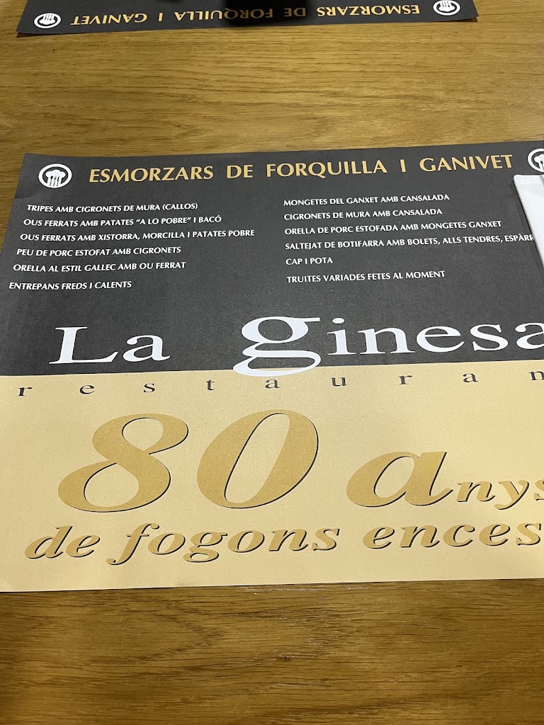 Restaurant la Ginesa — Carta