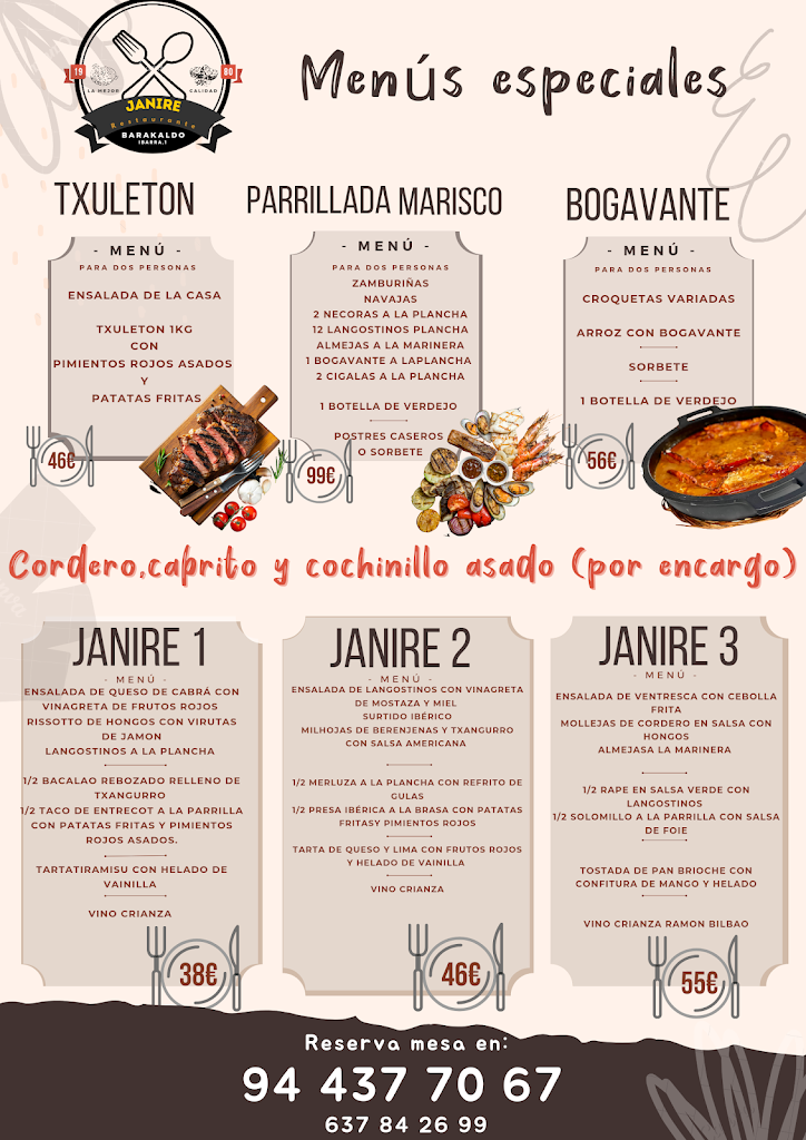 Restaurante Janire — Carta