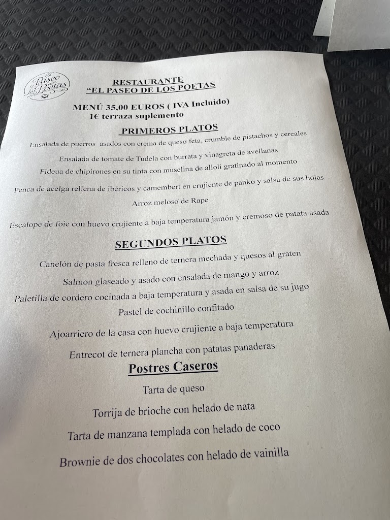 El Paseo de los Poetas — Carta