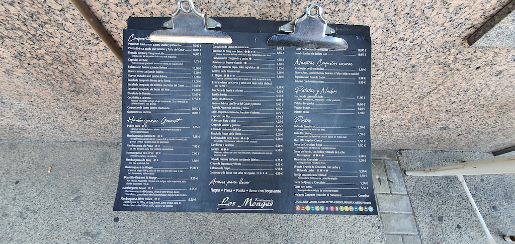 Restaurante Los Monges — Carta