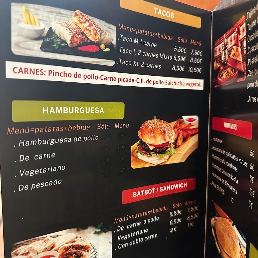 Snack bck tacos halal restaurante marroqui — Carta