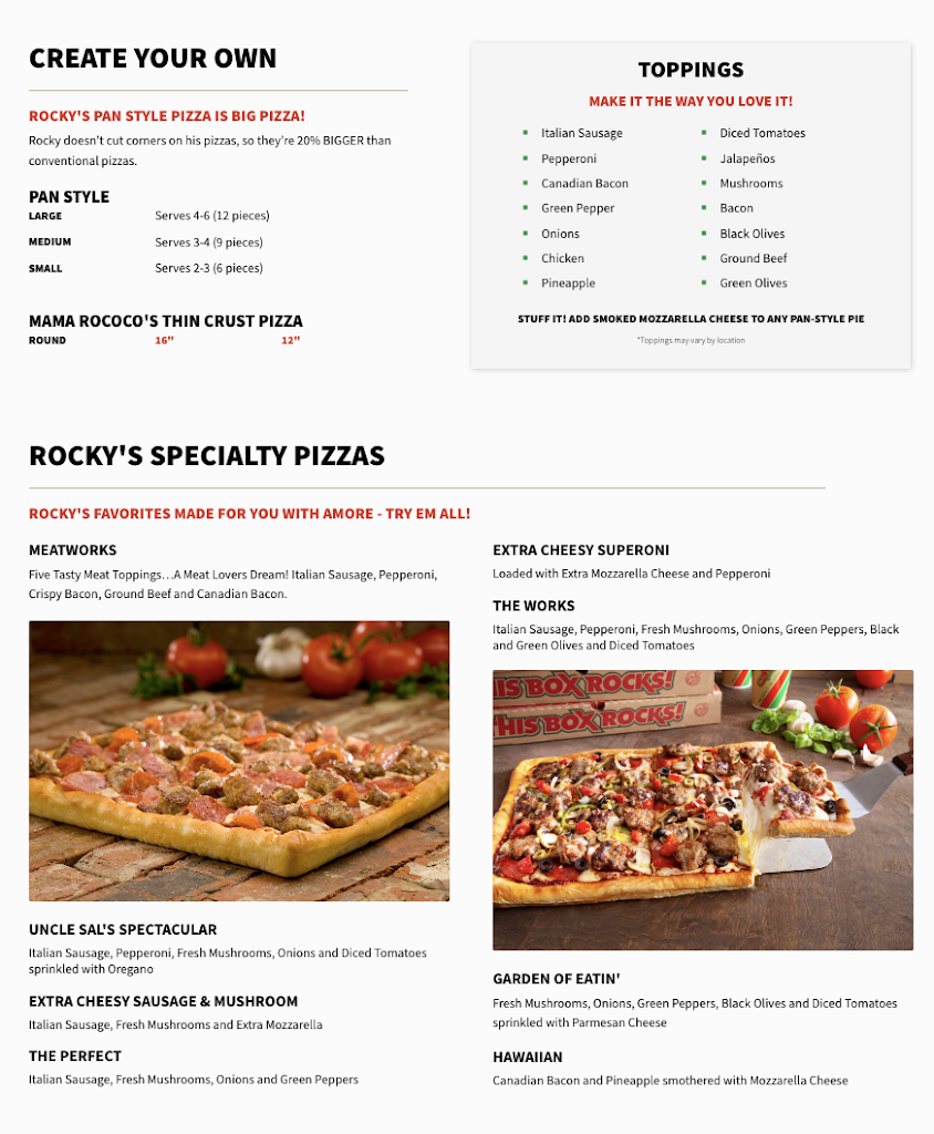  Rocky Rococo Pizza and Pasta